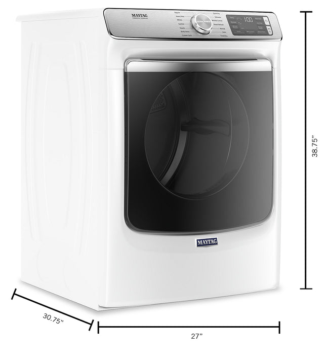 Sécheuse à gaz intelligente à la vapeur Maytag de 7,3 pi³ - blanche - superposable - MGD8630HW