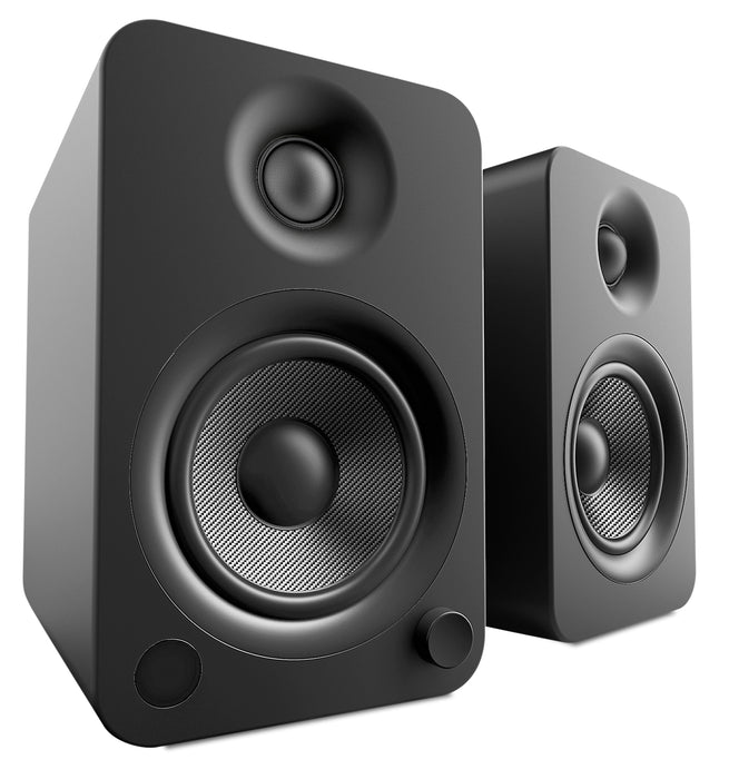Haut-parleurs d'étagère Kanto YU4 alimentés par Bluetooth avec préamplificateur phono pour tourne-disques 