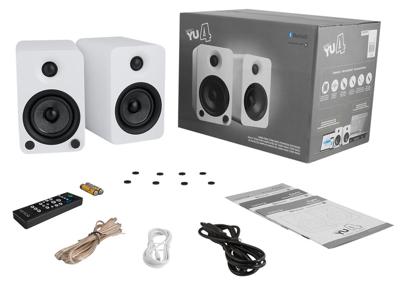 Haut-parleurs d'étagère Kanto YU4 alimentés par Bluetooth avec préamplificateur phono pour tourne-disques 