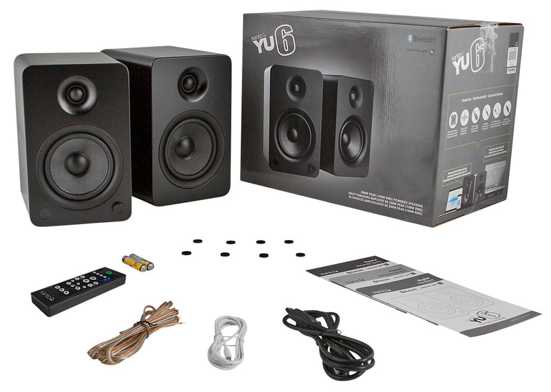 Haut-parleurs d'étagère Kanto YU6 alimentés par Bluetooth avec préamplificateur phono pour tourne-disques 