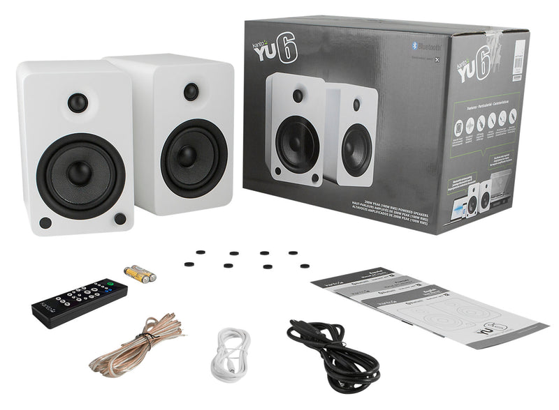 Haut-parleurs d'étagère Kanto YU6 alimentés par Bluetooth avec préamplificateur phono pour tourne-disques 