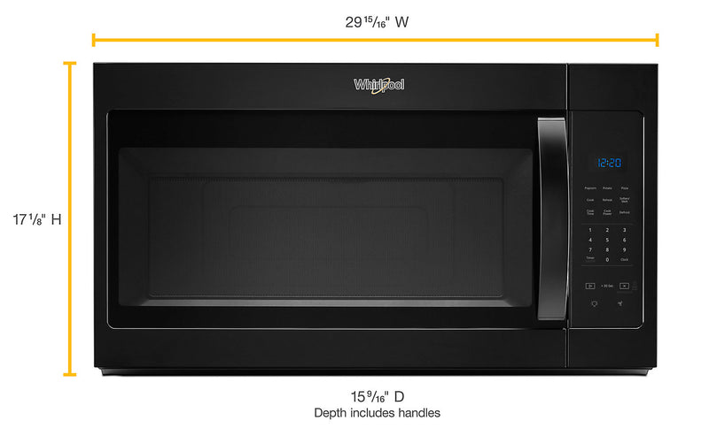Four à micro-ondes à hotte intégrée Whirlpool de 1,7 pi³ avec cuisson à 900 W - noir - YWMH31017HB