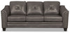 Sofa Andi de 84 po en tissu d’apparence cuir avec capitonnage - gris
