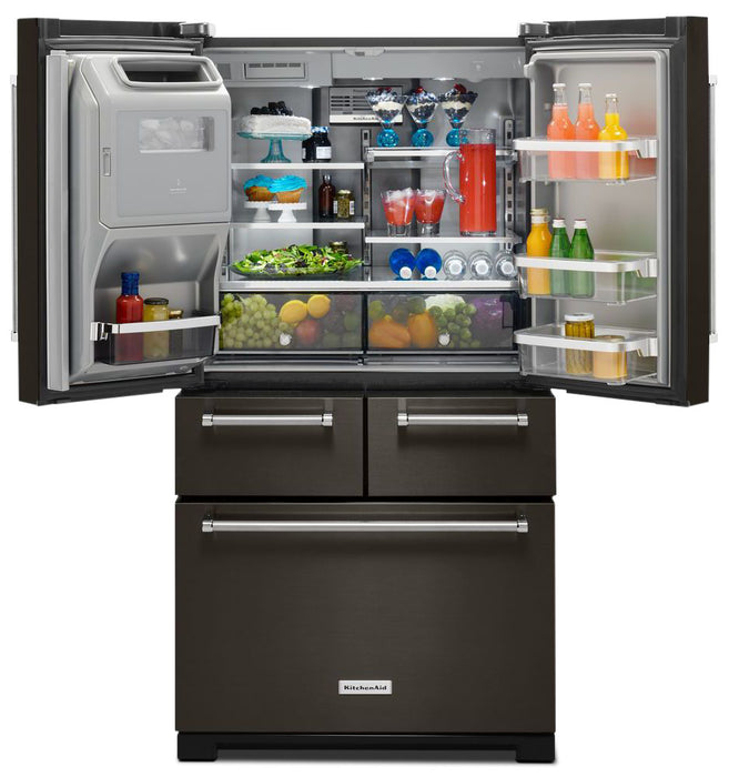 Réfrigérateur KitchenAid de 24 pi³ et de 36 po à multiples portes et à portes françaises - acier inoxydable noir - KRMF706EBS