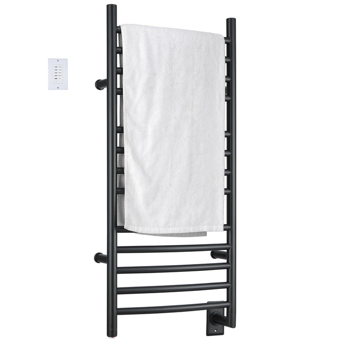 Porte-serviettes chauffant Svelte d'Ancona 13 barres arrondies, câblé avec minuterie murale - AN-5424-TWCD01