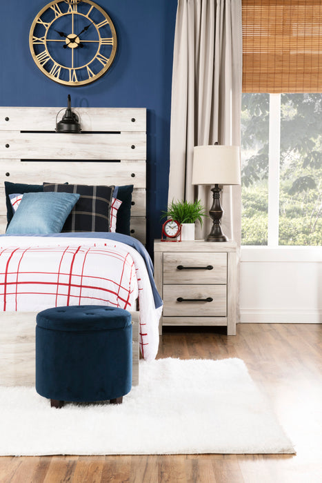 Lit à panneau Abby pour enfants avec tête de lit, cadre de lit, éclairage à DEL et port USB, blanc - format lit simple