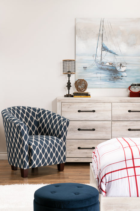 Commode Abby de 58,7 po (L) x 36,42 po (H) à 6 tiroirs pour la chambre à coucher - blanche