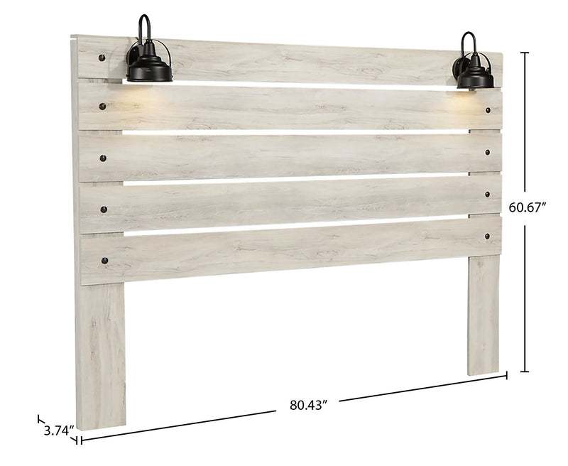 Tête de lit à panneau Abby avec éclairage à DEL et ports USB, blanche - format très grand lit