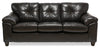 Sofa Addison de 86 po fabriqué au Canada en tissu d’apparence cuir avec coussin de siège amovible et capitonnage - noir mûre