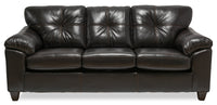  Sofa Addison de 86 po fabriqué au Canada en tissu d’apparence cuir avec coussin de siège amovible et capitonnage - noir mûre