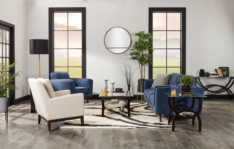 Fauteuil d’appoint Adel de 28,5 po en tissu d’apparence lin avec base en bois - beige