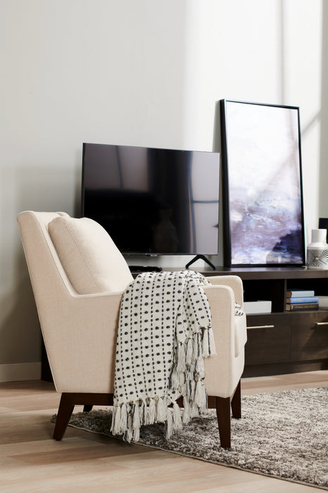 Fauteuil d’appoint Adel de 28,5 po en tissu d’apparence lin avec base en bois - beige