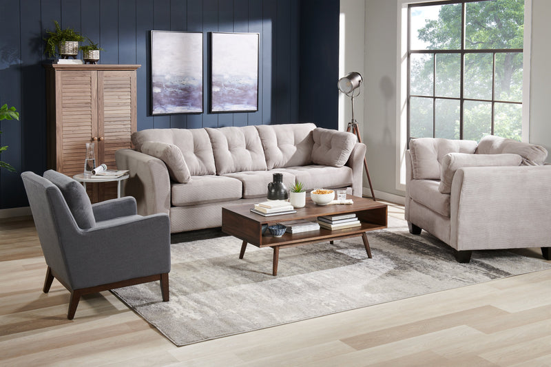 Fauteuil d’appoint Adel de 28,5 po en tissu d’apparence lin avec base en bois - gris foncé