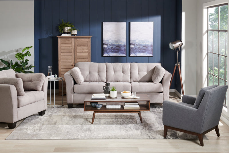 Fauteuil d’appoint Adel de 28,5 po en tissu d’apparence lin avec base en bois - gris foncé