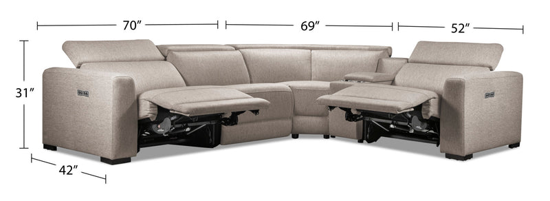 Sofa sectionnel à inclinaison électrique Adelaide 5 pièces - gris 