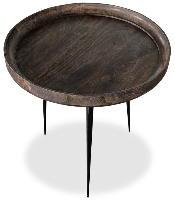 Table d'appoint ronde Nashik de 24 po - gris-brun