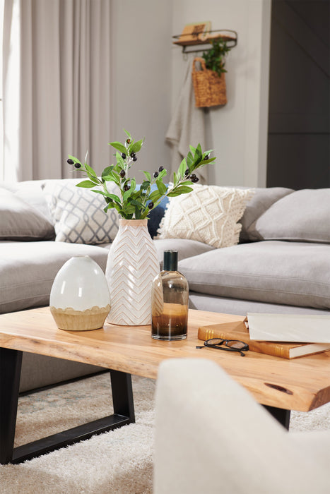 Table à café rustique Agra de 45 po - brune et noire avec pattes en fer