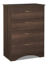 Commode verticale Aida de 28 po (L) x 37,3 po (H) à 4 tiroirs pour la chambre à coucher, fabriquée au Canada - brune