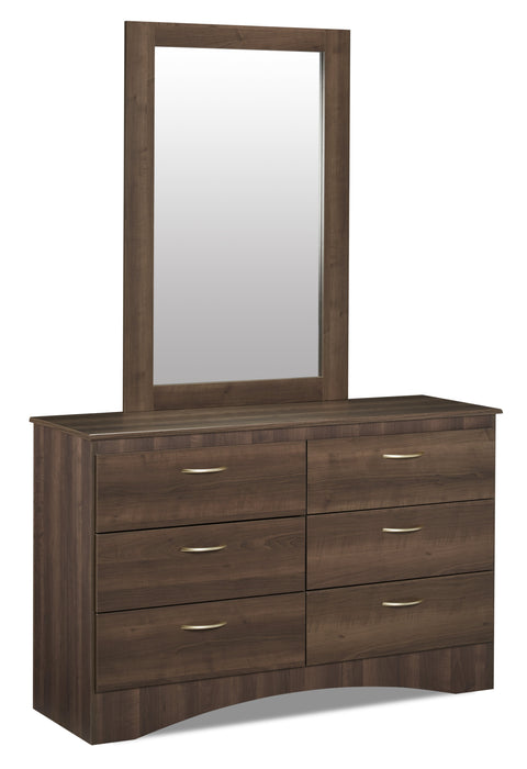 Commode Aida de 49,5 po (L) x 29,8 po (H) à 6 tiroirs pour la chambre à coucher, fabriquée au Canada - brune