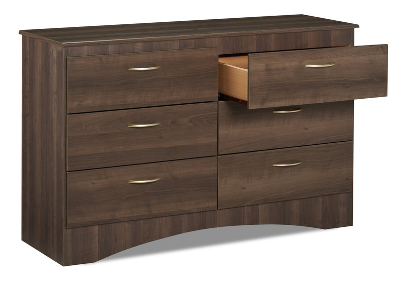 Commode Aida de 49,5 po (L) x 29,8 po (H) à 6 tiroirs pour la chambre à coucher, fabriquée au Canada - brune