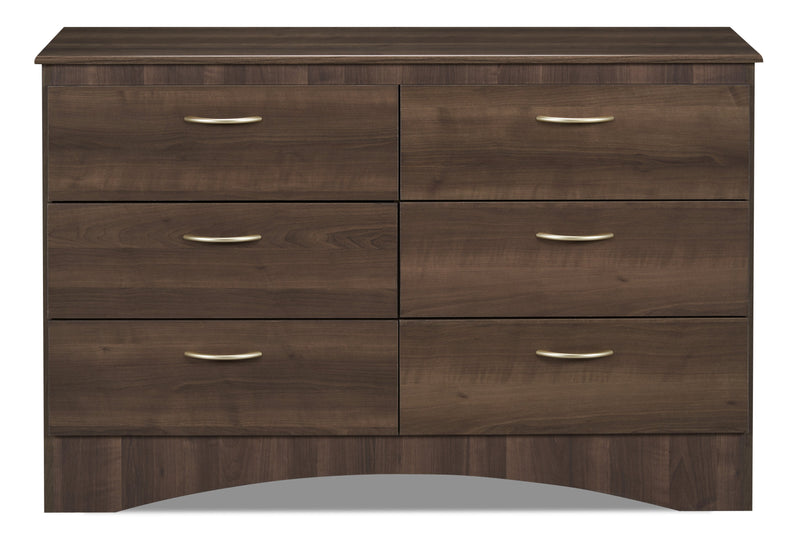 Commode Aida de 49,5 po (L) x 29,8 po (H) à 6 tiroirs pour la chambre à coucher, fabriquée au Canada - brune