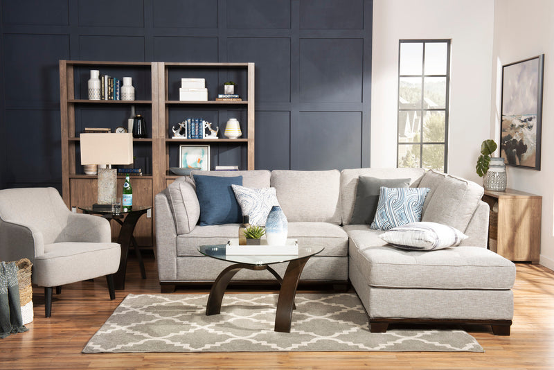 Fauteuil d’appoint Aimy de 28 po en tissu d’apparence lin avec pattes cylindriques en bois - gris clair