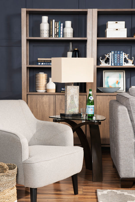 Fauteuil d’appoint Aimy de 28 po en tissu d’apparence lin avec pattes cylindriques en bois - gris clair