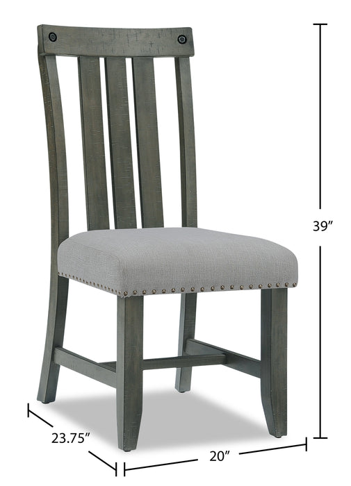 Chaise de salle à manger Alto en tissu d’apparence lin avec dossier à lattes - gris