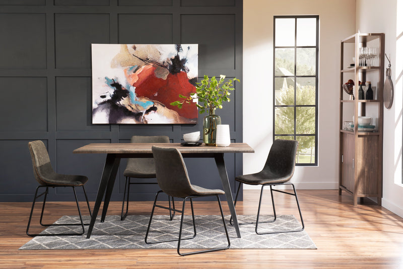 Ensemble de salle à manger Amos 5 pièces en métal avec table de 60 po (L) et 4 chaises - gris