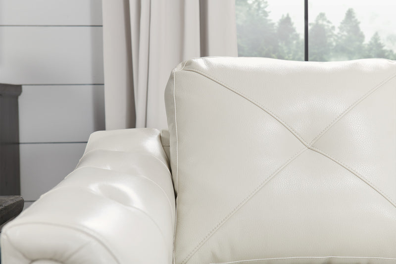 Sofa Andi de 84 po en tissu d’apparence cuir avec capitonnage - beige