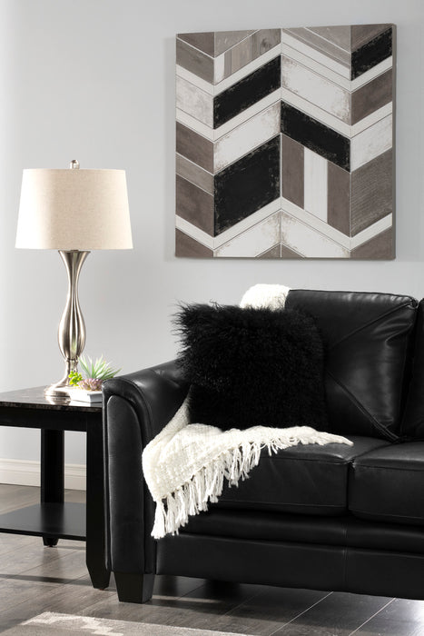 Sofa Andi de 84 po en tissu d’apparence cuir avec capitonnage - noir