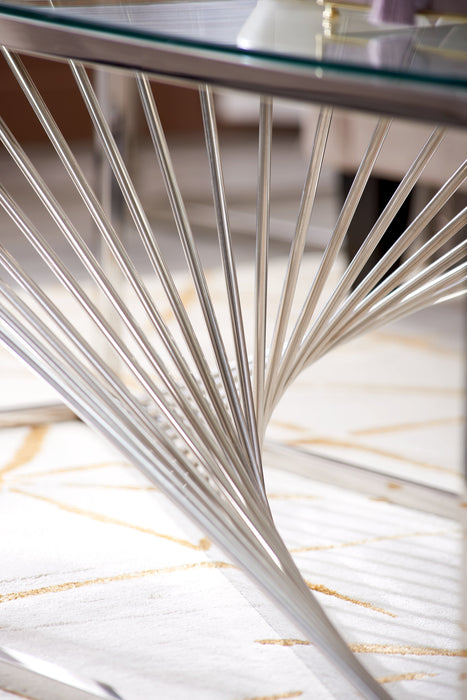 Table à café moderne Andreas de 47,25 po avec dessus en verre - argentée avec base en métal chromé