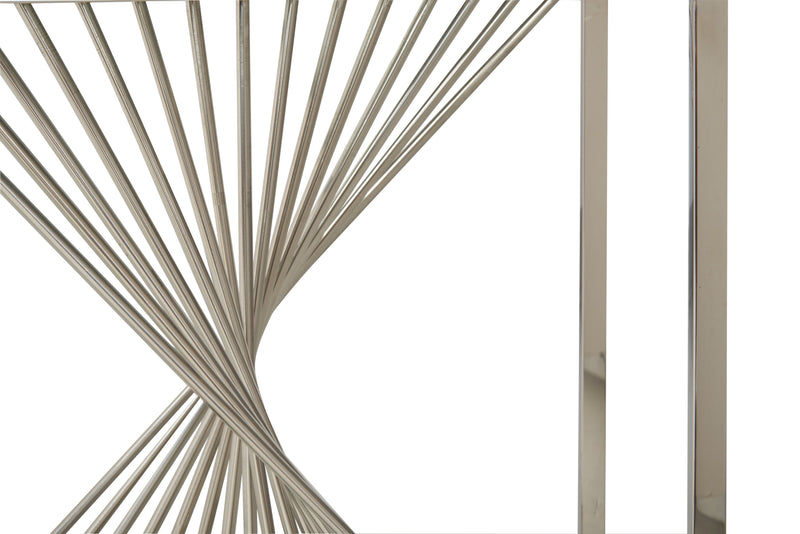Table de bout moderne Andreas de 22 po avec dessus en verre - argentée avec base en métal chromé