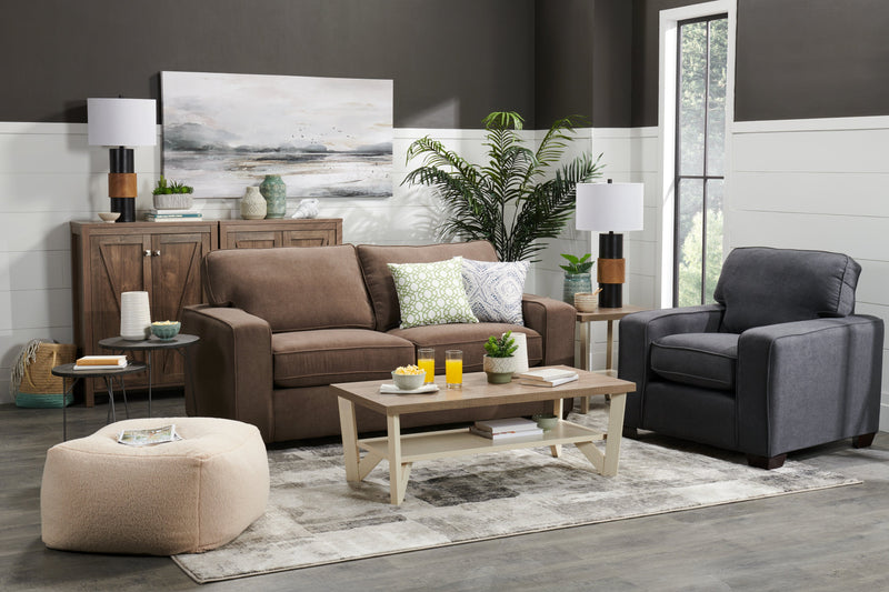 Ensemble 3 tables modernes Arika de 47,5 po (table à café et 2 tables de bout) avec tablette - ivoire 