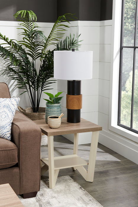 Ensemble 3 tables modernes Arika de 47,5 po (table à café et 2 tables de bout) avec tablette - ivoire 