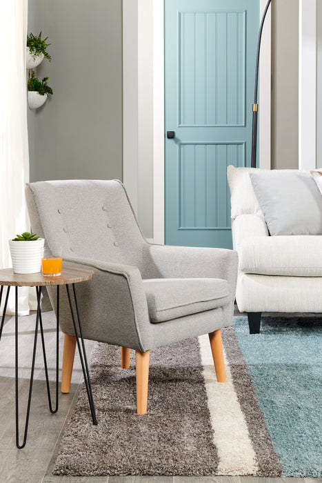 Fauteuil d’appoint Arni de 28 po en tissu d’apparence lin avec pattes en bois - gris