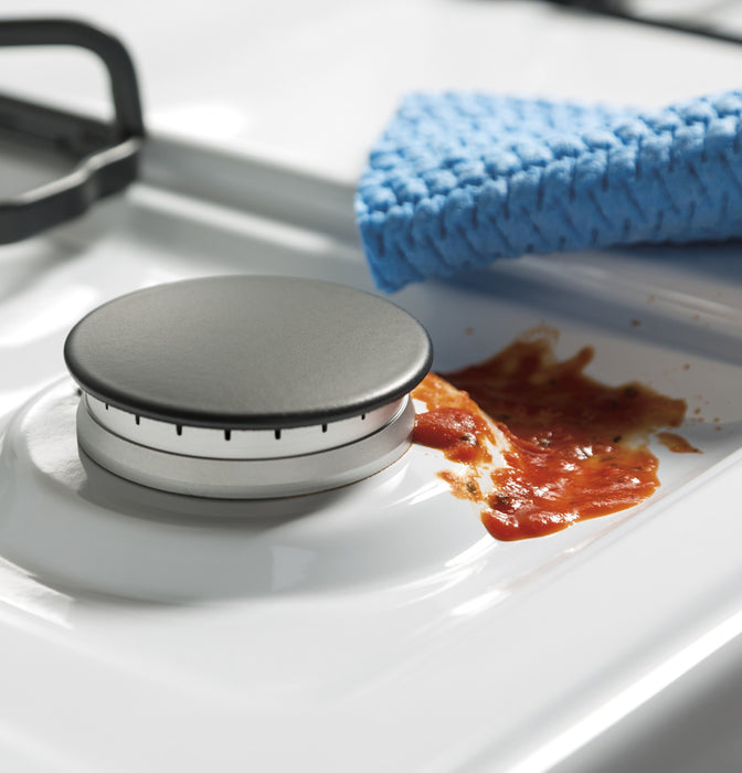 Cuisinière à gaz GE de 4,8 pi³ avec brûleur à mijotage précis et brûleur scellé sur la surface de cuisson - blanche - JCGBS60DEKWW