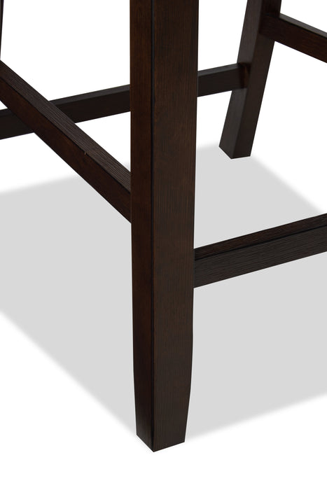 Chaise de salle à manger Astoria de hauteur comptoir en tissu de cuir végétalien avec dossier en échelle - brune