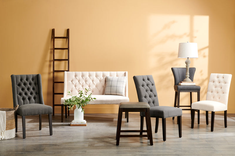 Tabouret Astoria de hauteur comptoir avec tissu de cuir végétalien - brun et gris