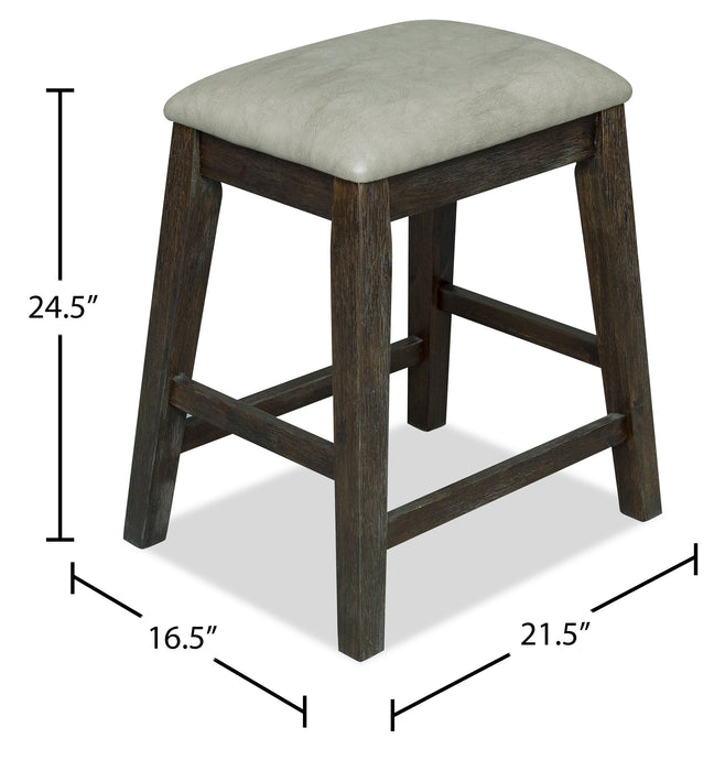 Tabouret Astoria de hauteur comptoir avec tissu de cuir végétalien - brun et gris
