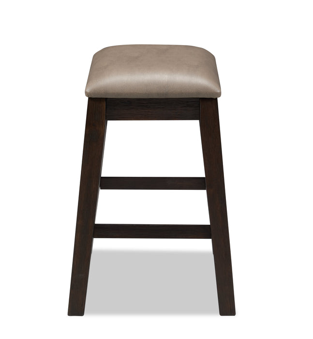 Tabouret Astoria de hauteur comptoir avec tissu de cuir végétalien - brun et gris