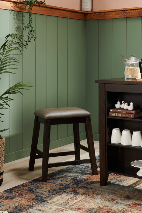 Tabouret Astoria de hauteur comptoir avec tissu de cuir végétalien - brun et gris