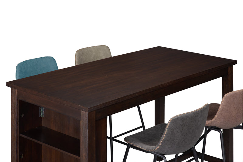 Table de salle à manger Astoria de 60 po (L) de hauteur comptoir avec tablettes intégrées - brune