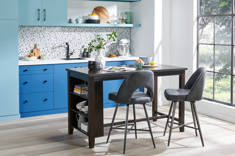 Table de salle à manger Astoria de 60 po (L) de hauteur comptoir avec tablettes intégrées - brune