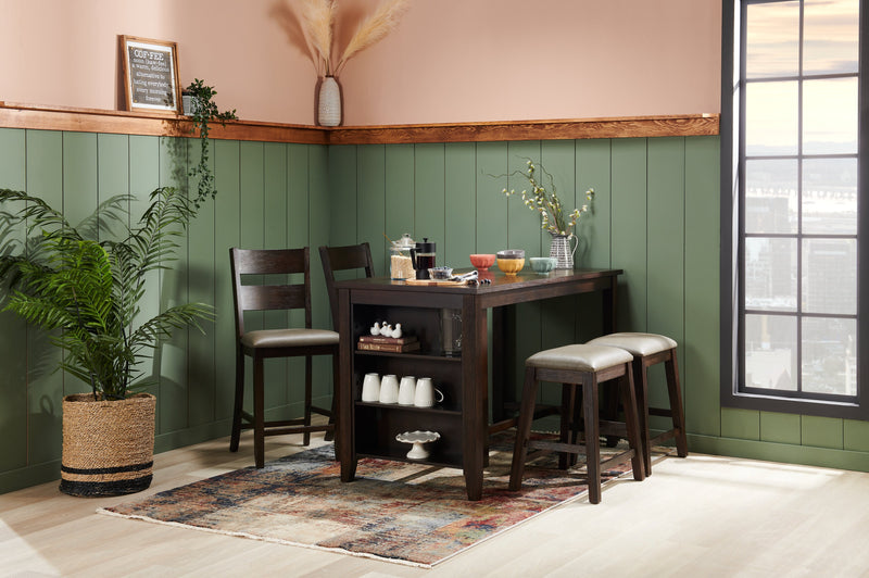 Tabouret Astoria de hauteur comptoir avec tissu de cuir végétalien - brun et gris