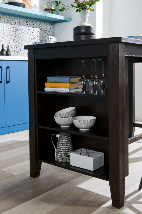 Table de salle à manger Astoria de 60 po (L) de hauteur comptoir avec tablettes intégrées - brune