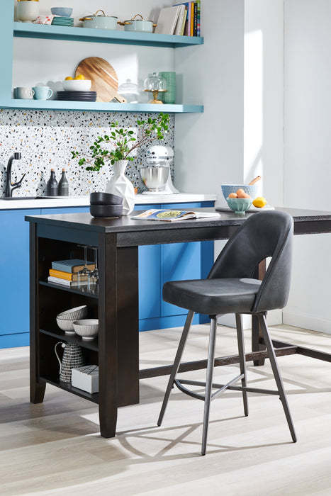 Table de salle à manger Astoria de 60 po (L) de hauteur comptoir avec tablettes intégrées - brune