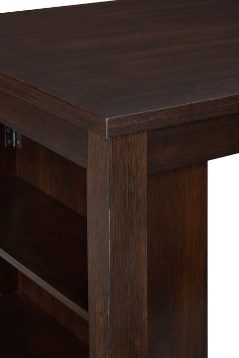 Ensemble de salle à manger Astoria 5 pièces de hauteur comptoir avec table de 60 po (L), tablettes intégrées et 4 chaises - brun