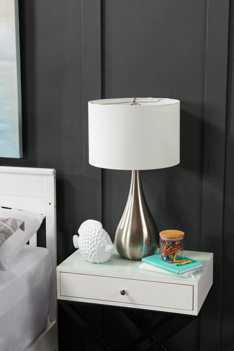 Lampe de table en forme de goutte Audrey de 21,75 po acier brossé