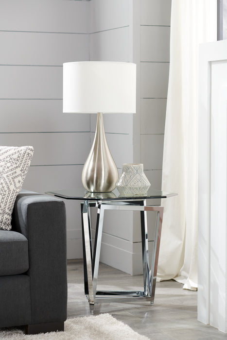 Lampe de table en forme de goutte Audrey de 21,75 po acier brossé